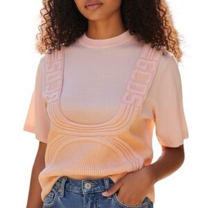Designer GCDS Made In Italy, Peach Knit Top, NWT, Medium